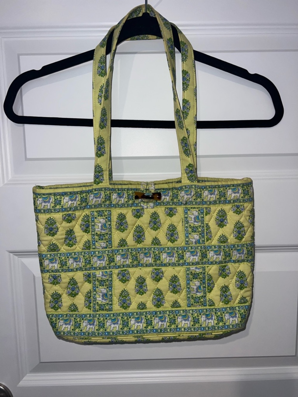 Citrus green Vera Bradley white elephant small tote bag.